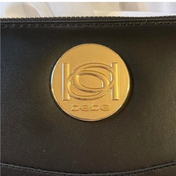 Black Zip Around Wallet Clutch with Gold Hardware Organizer Womens Accessory - Picture 2 of 6